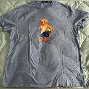 Ralph Lauren Big and Tall Polo Bear beach bear Light Blue tee Shirt